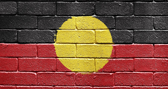 Aboriginal flag on bricks