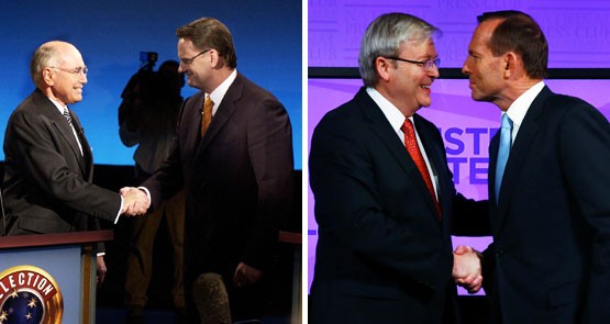 Mark Latham John Howard Kevin Rudd Tony Abbott handshakes