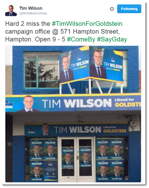 Tim Wilson campaign office