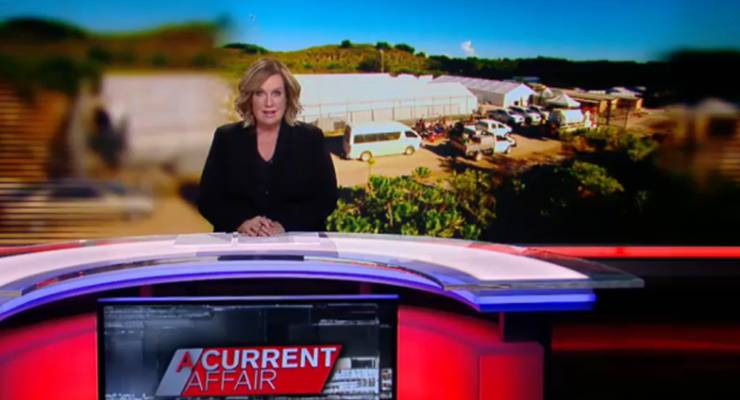 A screen capture of Tracy Grimshaw introducing ACA's Nauru story