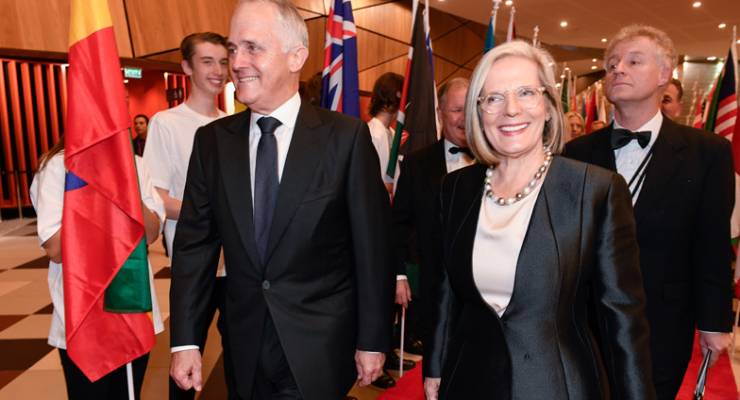 Malcolm and Lucy Turnbull arrive at the Prime Minister's Olympic Dinner
