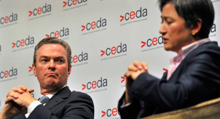 Christopher Pyne and Penny Wong debate in Adelaide