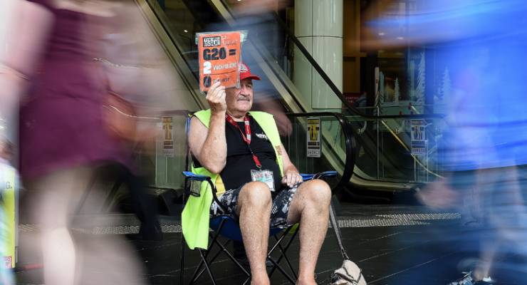 A Big Issue Vendor in Brisbane