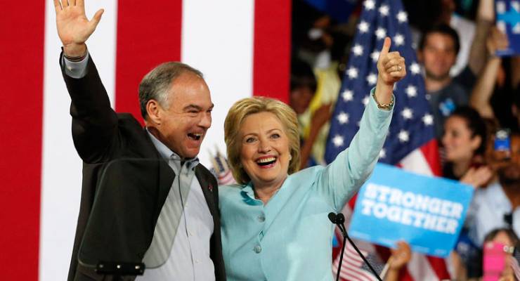 Hillary Clinton and Tim Kaine