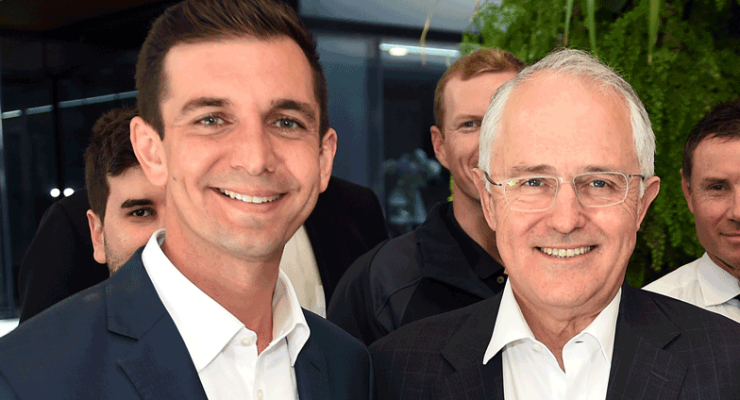 Brisbane MP-elect Trevor Evans with Malcolm Turnbull
