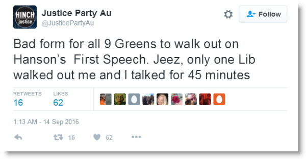 Hinch tweet Greens