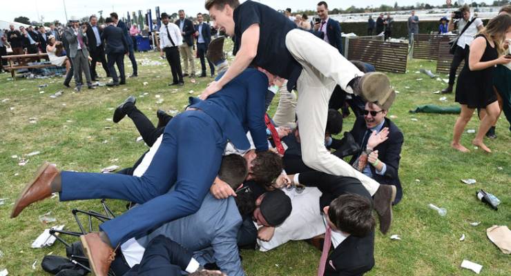 Racegoers at the Caulfield Cup