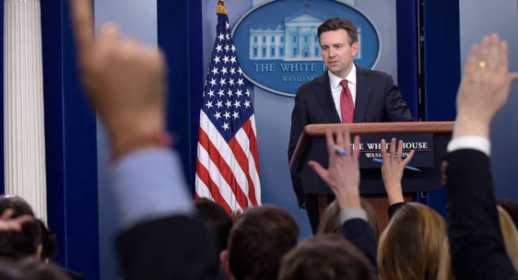 White House press secretary Josh Earnest speaks during the daily briefing at the White House