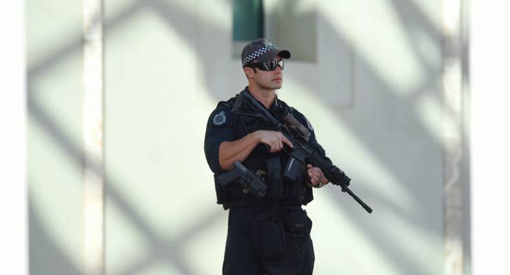 Heavily armed policeman