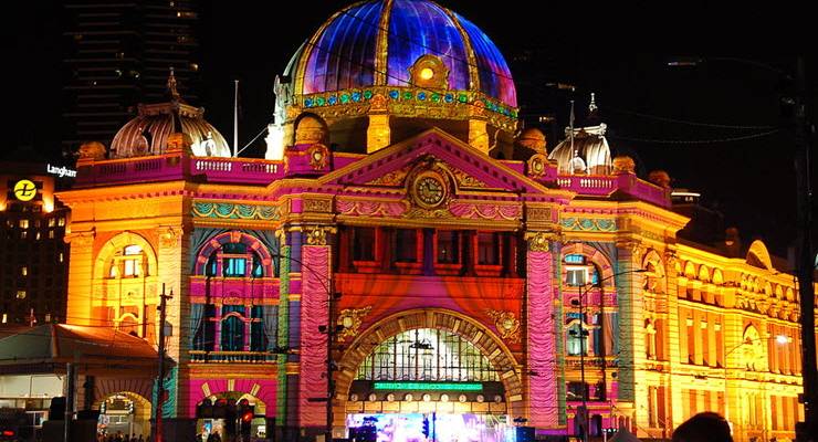 Flinders Street Station during White Night