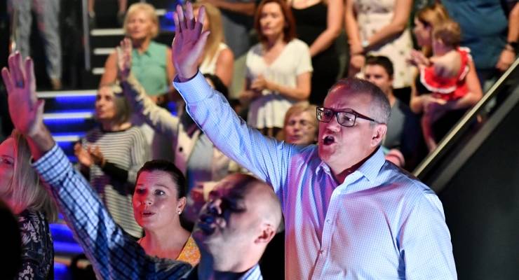 Scott Morrison at his church in Sutherland (AAP Image/Mick Tsikas)