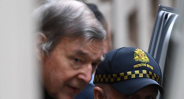 George Pell leaves the Supreme Court of Victoria in 2019.