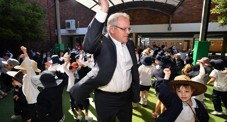 Scott Morrison dancing with children.