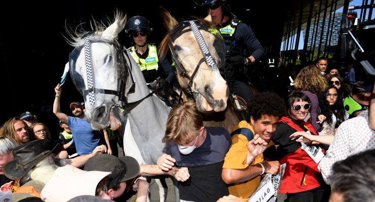 authoritarian protest police