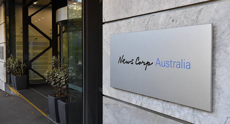 News Corp logo at its headquarters in Sydney