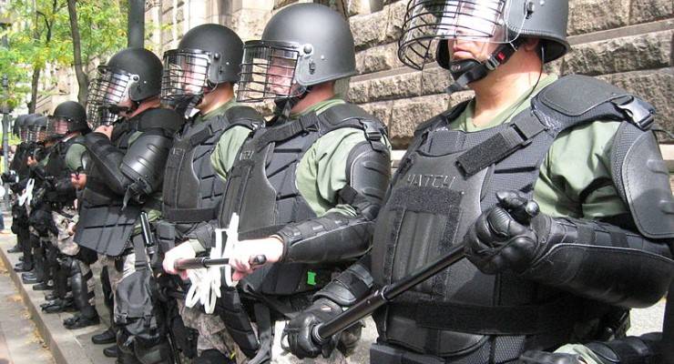 US police militarised riot brutality