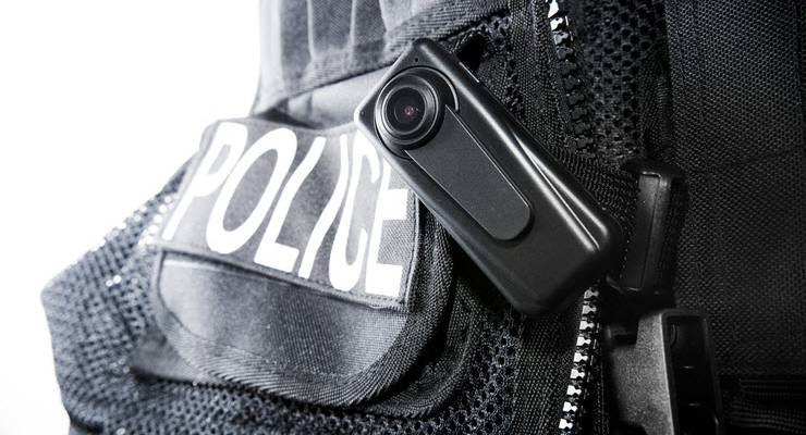close up of police vest with camera