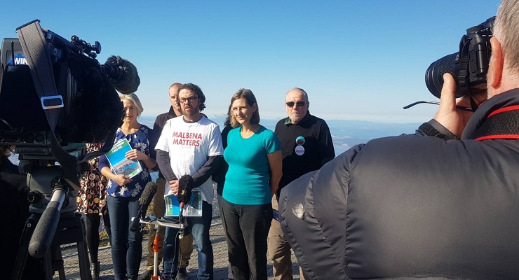 tasmanian greens Greens MP Rosalie Woodruff Green, conservationist Dan Broun, Greens leader Cassy O'Connor, and Tasmania National Parks Association president Nick Sawyer