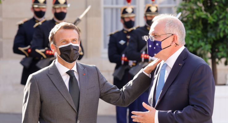 Emmanuel Macron Scott Morrison France Submarines