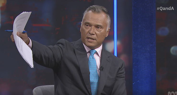 Stan Grant removing Sasha Gillies-Lekakis from Q+A (Image: Q+A/ABC)Stan Grant removing Sasha Gillies-Lekakis from Q+A (Image: Q+A/ABC)