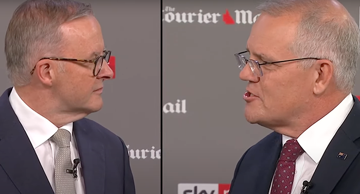 Anthony Albanese and Scott Morrison (Image: Sky News/YouTube)