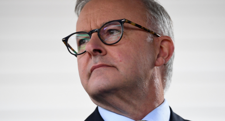 Anthony Albanese on day two of the election campaign (Image: AAP/Lukas Coch)