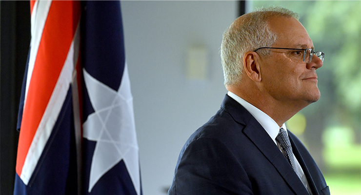 Scott Morrison on day 29 of the federal election campaign (Image: AAP/Mick Tsikas)