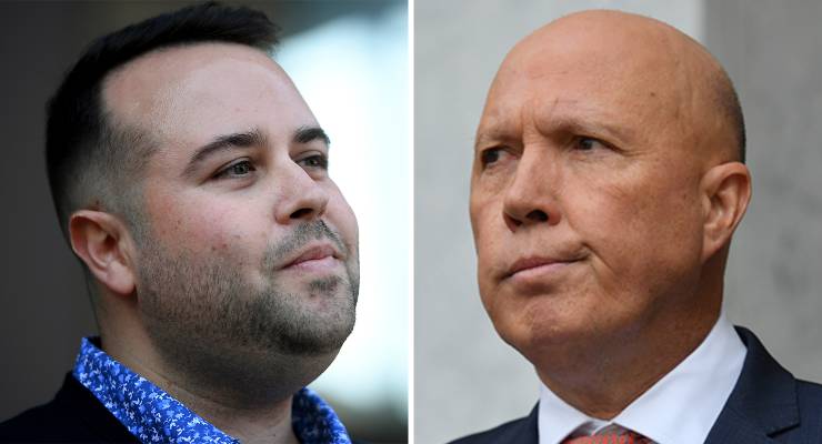 Shane Bazzi, left, who won his appeal case against Peter Dutton (Image: AAP//Dan Himbrechts/Mick Tsikas)