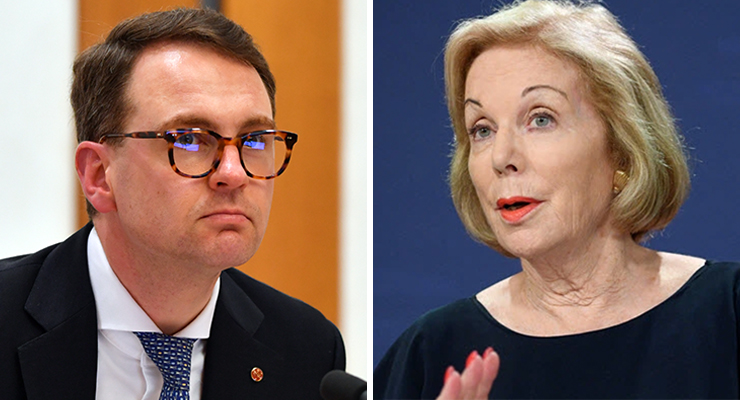 Liberal Senator Andrew Bragg and ABC chair Ita Buttrose (Image: AAP/Mick Tsikas/ABC)
