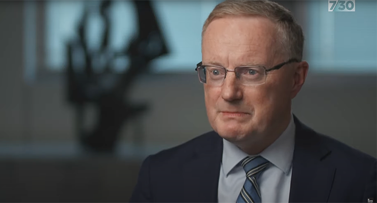 RBA governor Philip Lowe on 7.30 with Leigh Sales (Image: ABC/7.30)