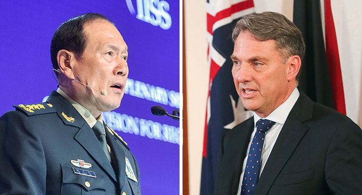 Chinese Defence Minister General Wei Fenghe and Australian Defence Minister Richard Marles at the Shangri-La Dialogue (Image: IISS/AAP/Danial Hakim)