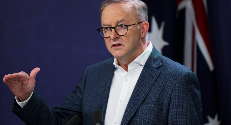 Prime Minister Anthony Albanese after the national cabinet meeting on Saturday (Image: AAP/Paul Braven)