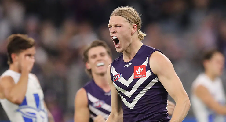 Hayden Young from Fremantle Dockers, May 6 2022 (Image: AFL Photos)