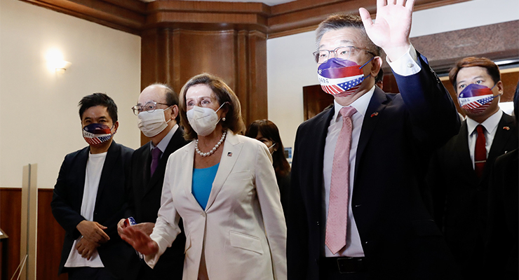 US House Speaker Nancy Pelosi arrives for a meeting with Taiwanese legislators in Taipei (Image: EPA/Ritchie B Tongo)
