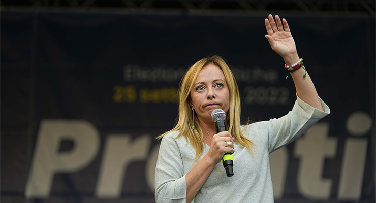 Right-wing party Brothers of Italy's leader Giorgia Meloni (Image: AAP/AP/Domenico Stinellis)