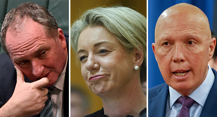 Barnaby Joyce, Bridget McKenzie and Peter Dutton (Images: AAP)