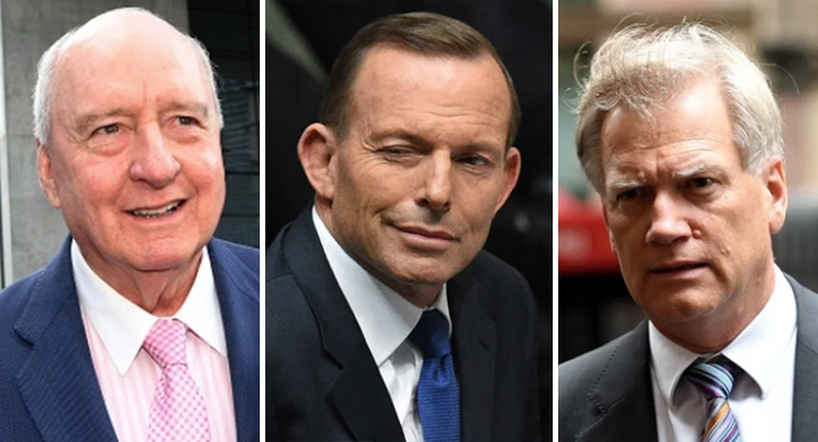 Alan Jones, Tony Abbott and Andrew Bolt (Images: AAP)