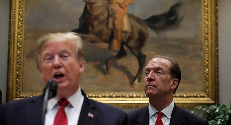 World Bank president David Malpass and former US president Donald Trump at the White House, 2019 (Image: AAP/Reuters/Jim Young)
