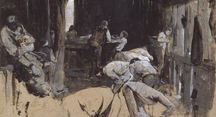 First sketch for Shearing the rams, 1888, Tom Roberts (Image: National Gallery of Victoria/Wikimedia Commons)