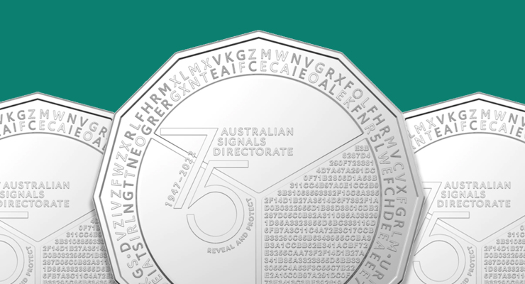 The commemorative 50-cent coin released by the Australian Signals Directorate (Image: Royal Australian Mint)