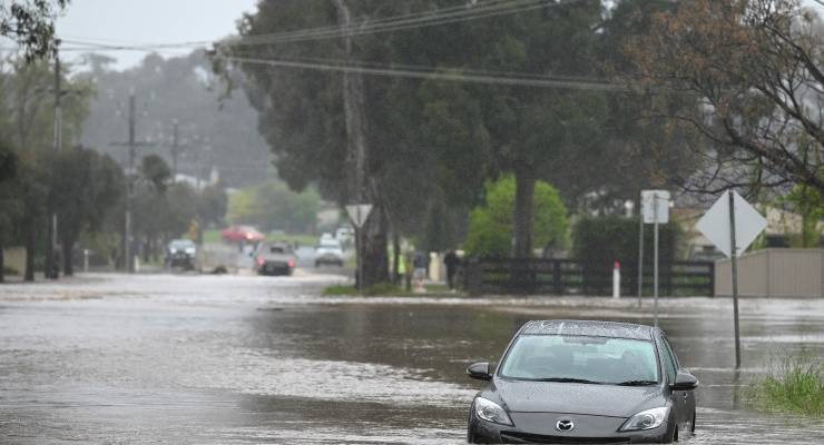 A flooded road near Bendigo, Victoria