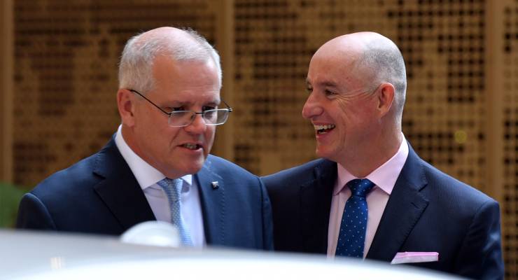 Scott Morrison and Stuart Robert (Image: AAP/Mick Tsikas)