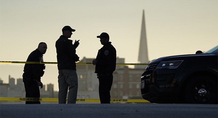 Police outside the home of Paul Pelosi, husband of House Speaker Nancy Pelosi, after a violent assault (Image: AAP/AP/Eric Risberg)
