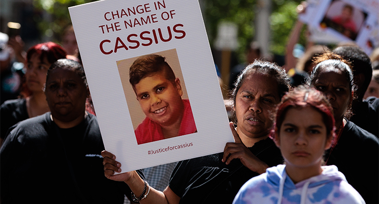 A public march during a rally for Cassius Turvey in Perth (Image: AAP/Richard Wainwright)