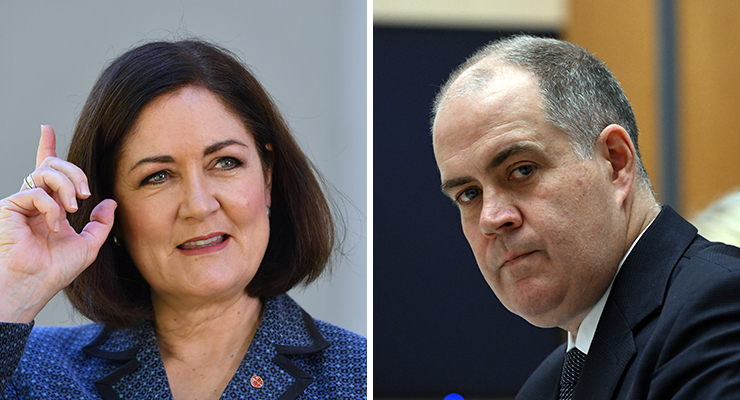 Liberal Senator Sarah Henderson and ABC managing director David Anderson (Images: AAP/Mick Tsikas)