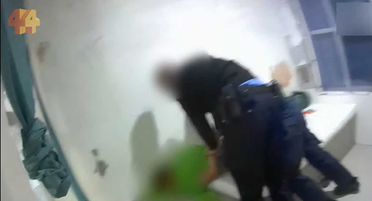 A child being restrained at Banksia Hill youth detention centre (Image: ABC Four Corners)