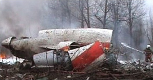 Russian media image of the crash scene showing the rear end of the fuselage