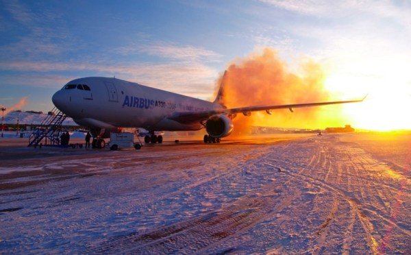 The new A332 freighter cold testing in Canada©Airbus 2010-photo by Chris Windeyer