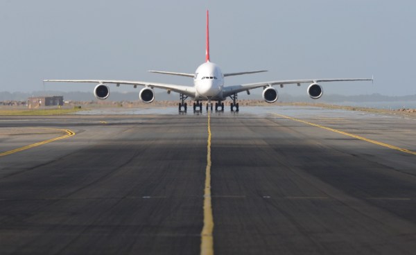 A Qantas A380 at Sydney, but will it be outnumbered by Emirates by 2020, photo by James Morgan 