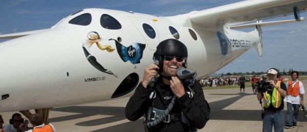 Richard Branson after a check flight in WhiteKnight Two this year